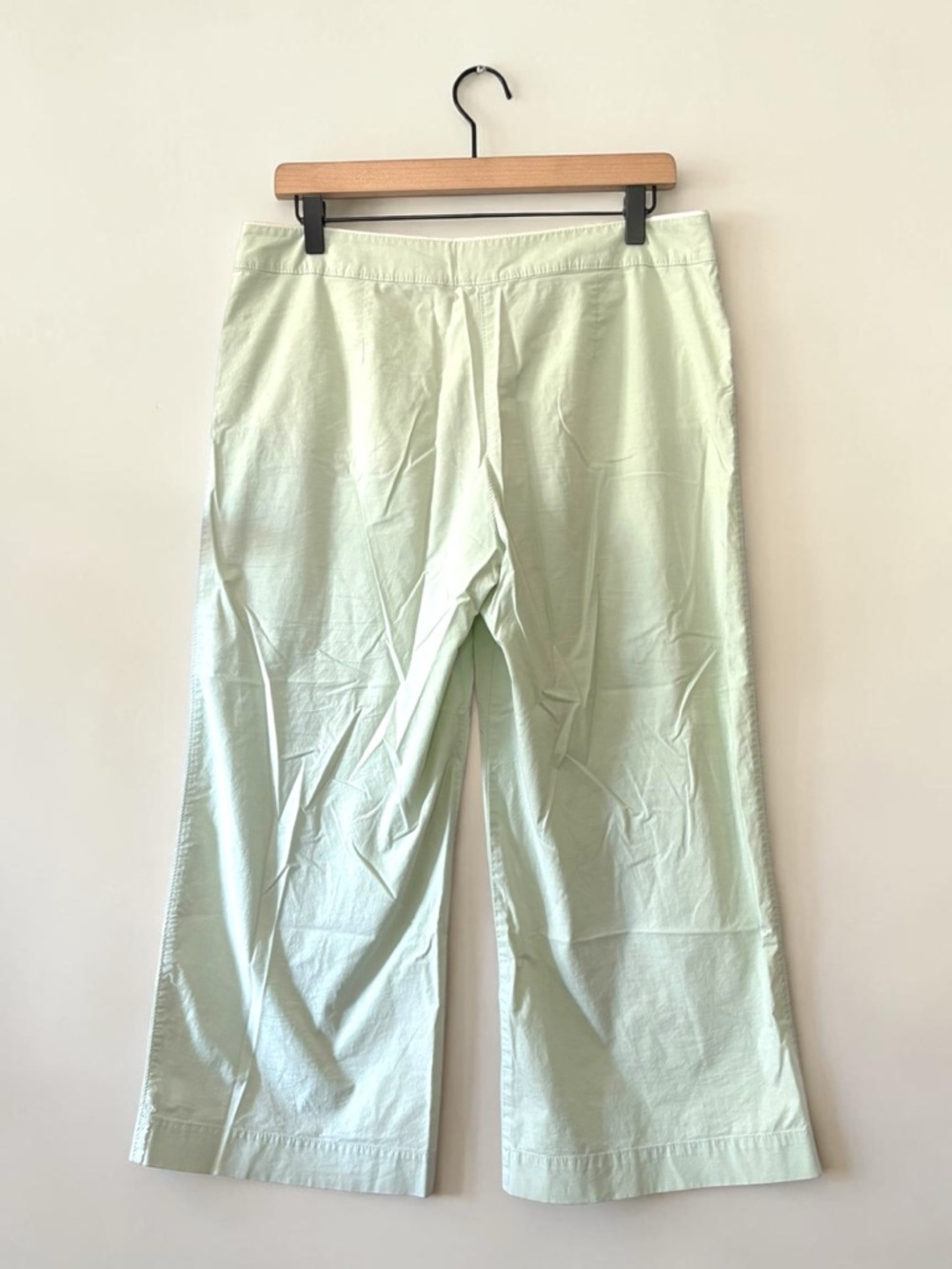 Anthropologie Elevenses Sea Foam Green Wide-Leg Cropped Pants Low Rise Y2K Sz 10 - Picture 2 of 13